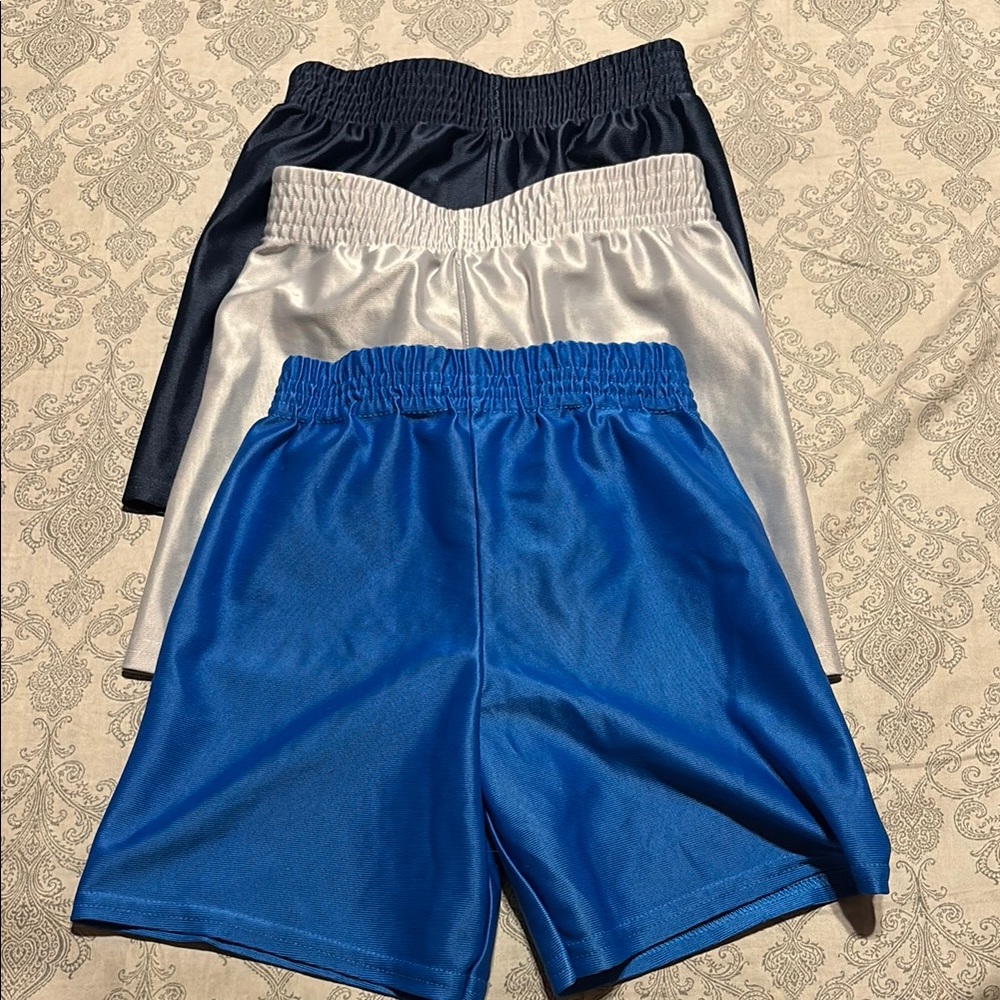 Kids Satin Shorts Set - Silver, Blue, and Black